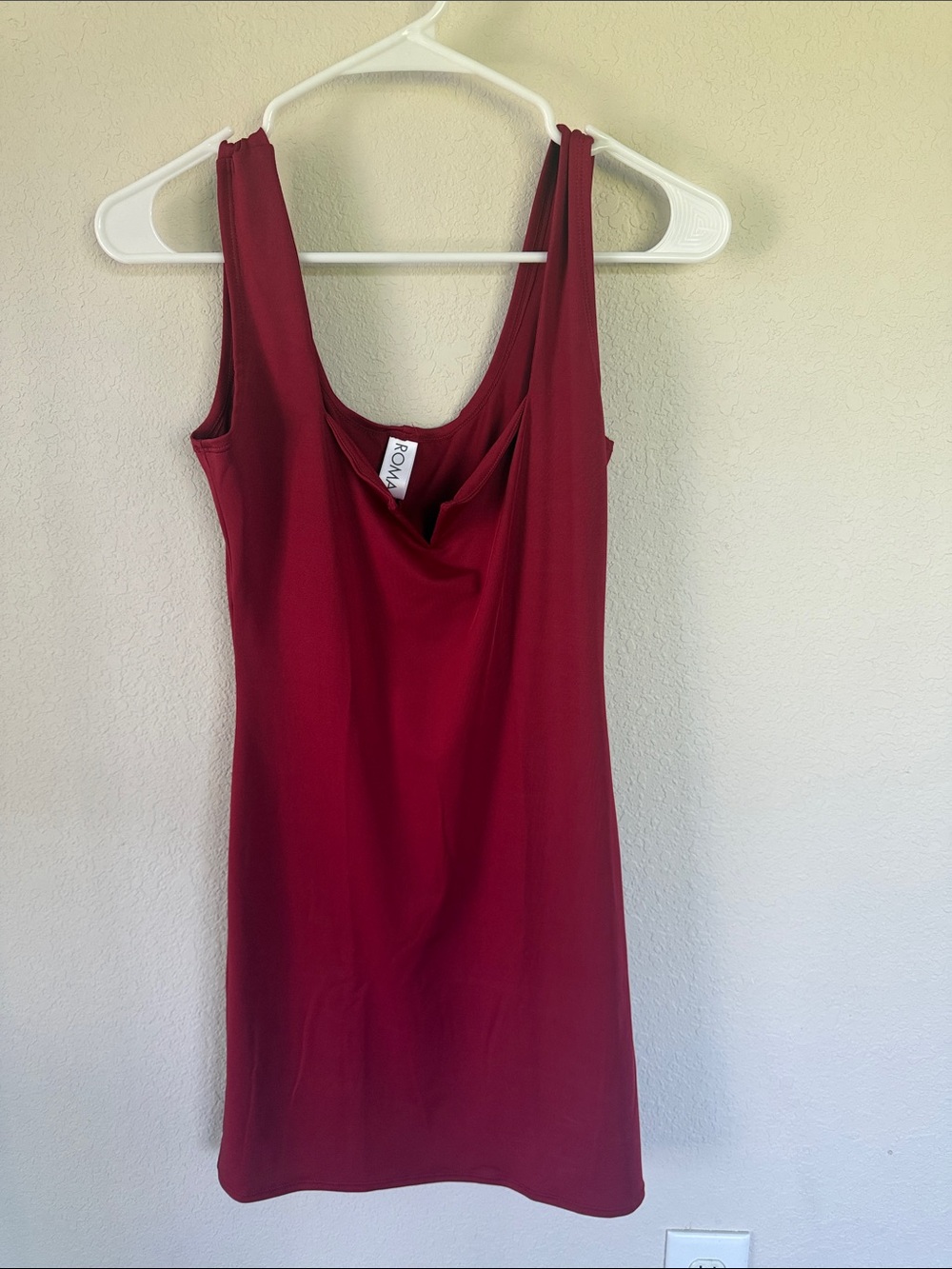 ROMA Women's Cowl Neck Tank Dress in Burgundy